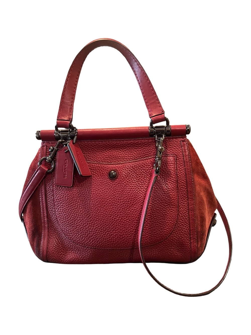 Coach Drifter Top-handle Satche! (Model 38388) Red Leather Purse Shoulder Bag - Picture 3 of 14